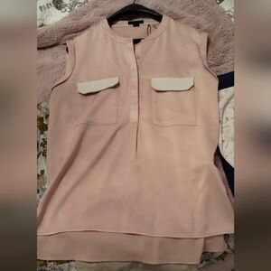 Rudsak dressy pink blush top with white leather accents